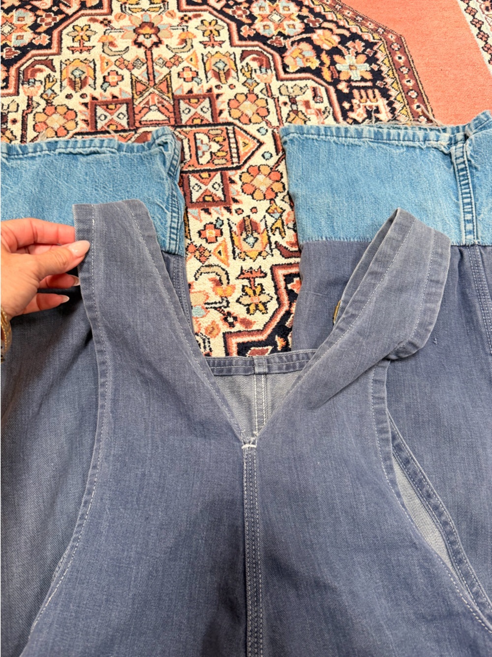 Vintage 1970's Patchwork Denim Overalls Small - Picture 6 of 11